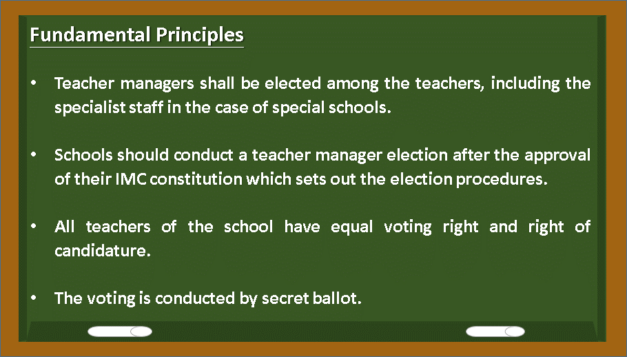 Fundamental Principles of Teacher Manager Election